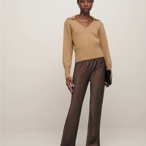 Reformation- Gale Satin Mid Rise Bias Pant